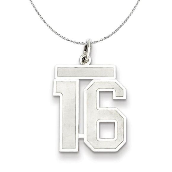 Sterling Silver, Jersey Collection, Medium Number 16 Necklace - 24 In - Picture 1 of 8